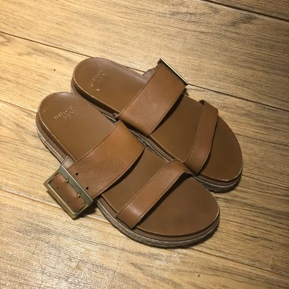 Sorel women brown rust slip on wedge sandals, 7.5