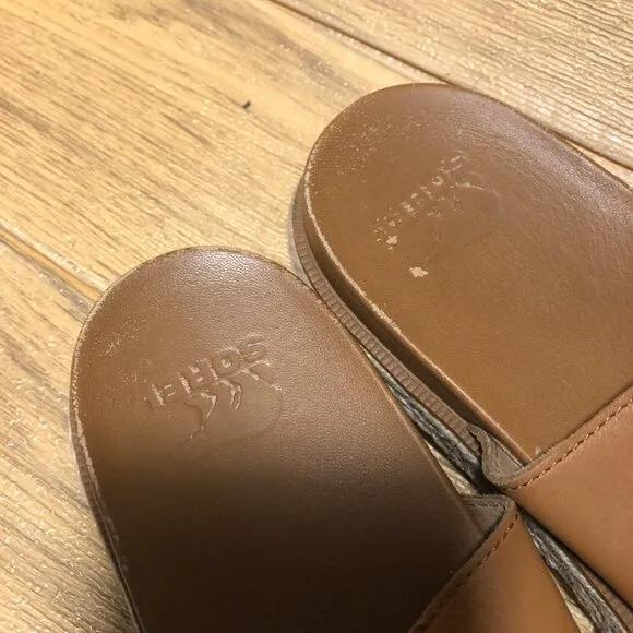 Sorel women brown rust slip on wedge sandals, 7.5