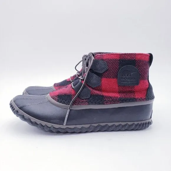 Sorel Women's 8.5 Out N' About Boots Buffalo Plaid Lace Up Ankle Waterproof