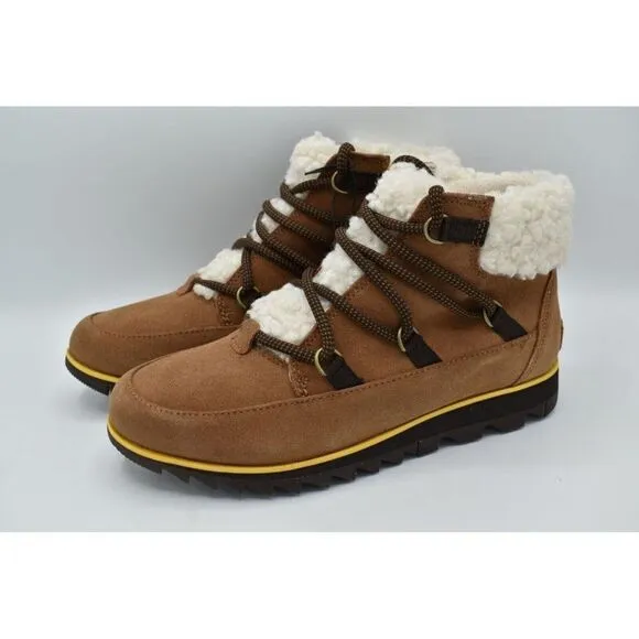 Sorel Womens Size 9.5 Harlow Lace Velvet Tan Blackened Brown Waterproof Boots