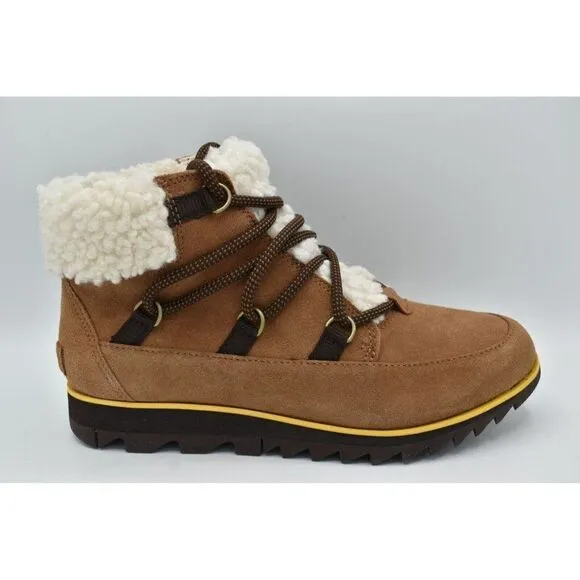 Sorel Womens Size 9.5 Harlow Lace Velvet Tan Blackened Brown Waterproof Boots