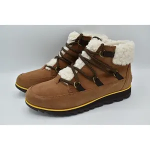 Sorel Womens Size 9.5 Harlow Lace Velvet Tan Blackened Brown Waterproof Boots