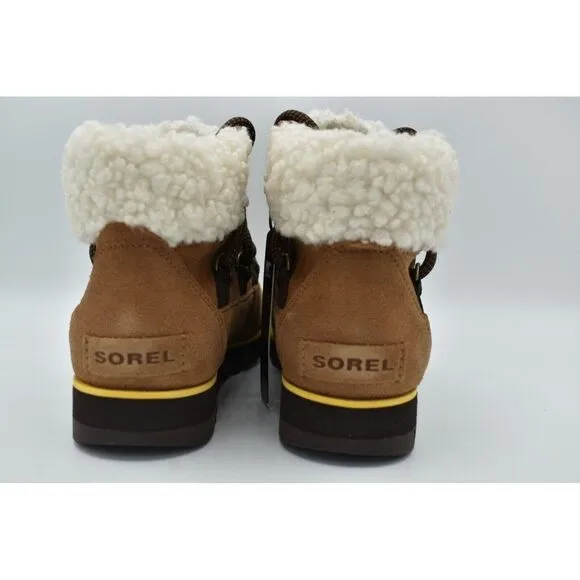 Sorel Womens Size 9.5 Harlow Lace Velvet Tan Blackened Brown Waterproof Boots