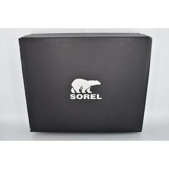 Sorel Womens Size 10 Cameron Flatform Puff Black Sea Salt Leather Sandals