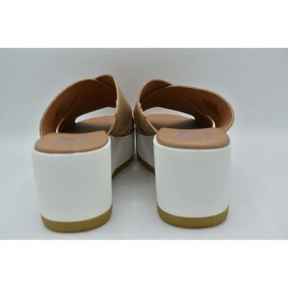 Sorel Womens Size 10 Cameron Flatform Wedge Beige Sea Salt Leather Sandals
