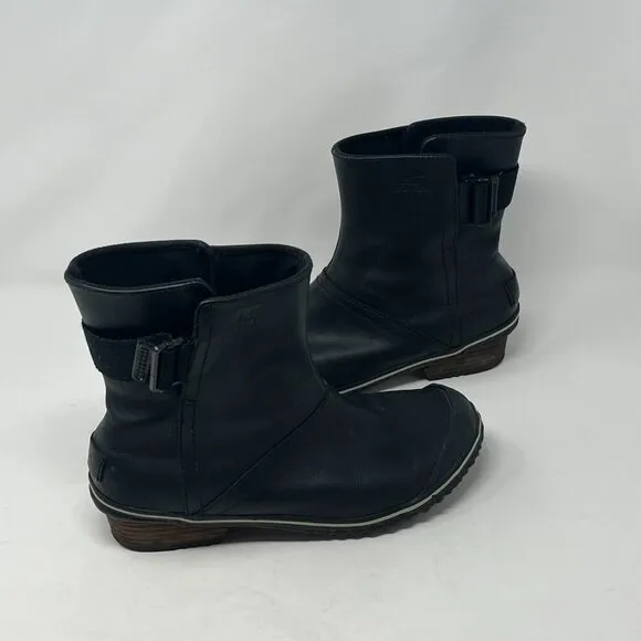 Sorel women's Slimboot Shortie black ankle boots 8.5 leather