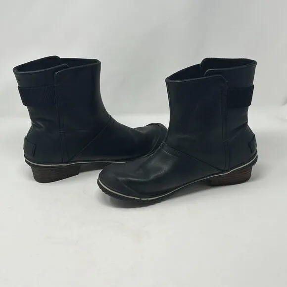Sorel women's Slimboot Shortie black ankle boots 8.5 leather