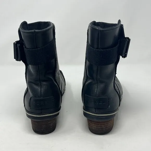 Sorel women's Slimboot Shortie black ankle boots 8.5 leather