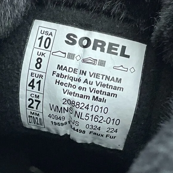 SOREL Women's Whitney ll Plus Lace Waterproof Boot - Black, Quarry - 10 NWB S047