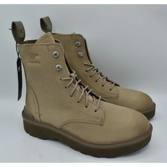 Sorel Women Size 10 Hi Line Lace Platform Taupe Leather Waterproof Combat Boots