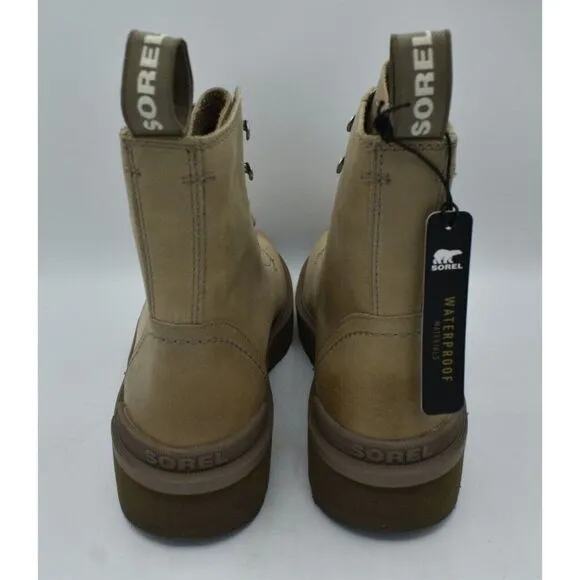 Sorel Women Size 10 Hi Line Lace Platform Taupe Leather Waterproof Combat Boots