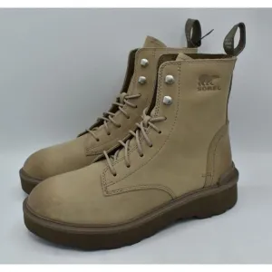 Sorel Women Size 10 Hi Line Lace Platform Taupe Leather Waterproof Combat Boots