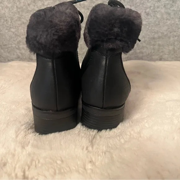 SOUL Naturalizer black combat‎ boot with faux fur
