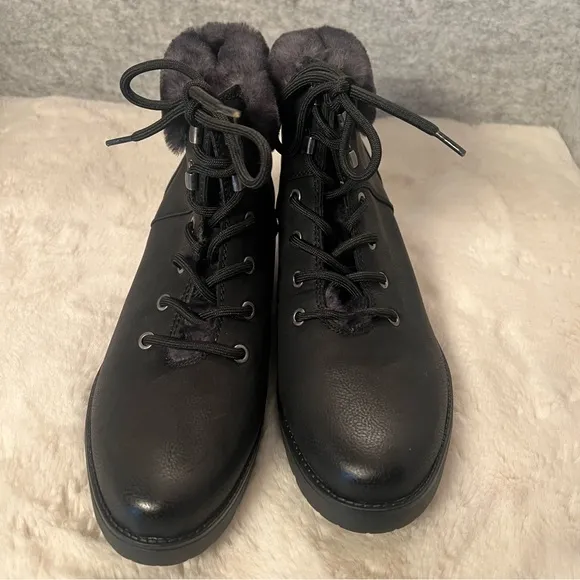 SOUL Naturalizer black combat‎ boot with faux fur