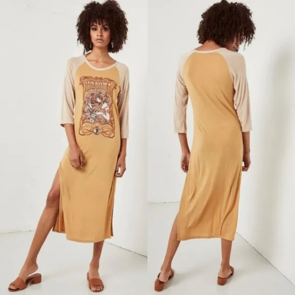 Spell Wild Child Raglan Midi Dress Orange and Cream Small
