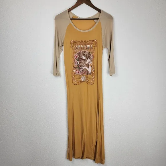 Spell Wild Child Raglan Midi Dress Orange and Cream Small