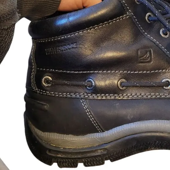 Sperry Black Waterproof Leather Ankle Duck Boots Size 11.5