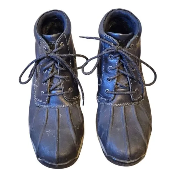Sperry Black Waterproof Leather Ankle Duck Boots Size 11.5