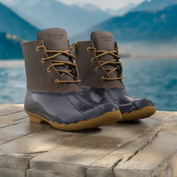 SPERRY LADIES FOOTWEAR WOMEN'S SALTWATER CORE BOOTS, TAN/NAVY, 8.5