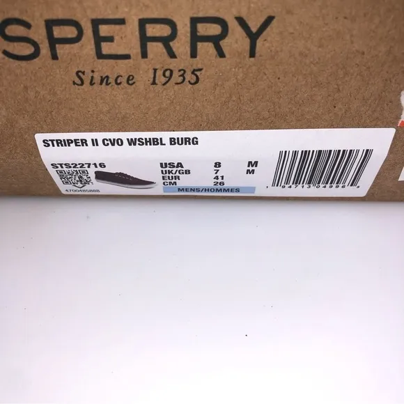 Sperry Striper II CVO Burgundy Shoes Size 8M