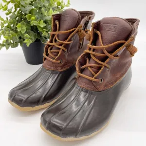 Sperry Womens Saltwater Duck Boot Waterproof Leather Rubber size 7 Brown Outdoor