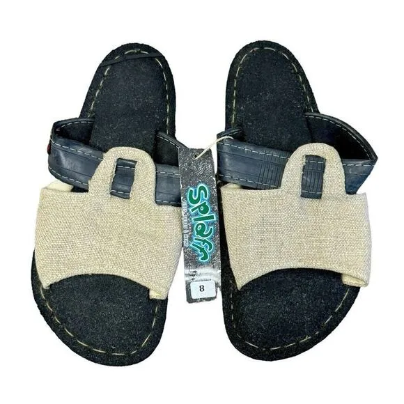 SPLAFF Eco Conscious Hipster Sandals Recycled Tires Tubes Hemp Slip Ons Sz 8 NEW