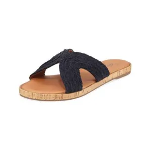 SPLENDID Womens Navy Braided Suzette Round Toe Platform Slip On Slide Sandals 8