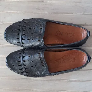 Spring Step Fusaro Comfort Black leather Cut Outs Everyday Quality loafer Flats