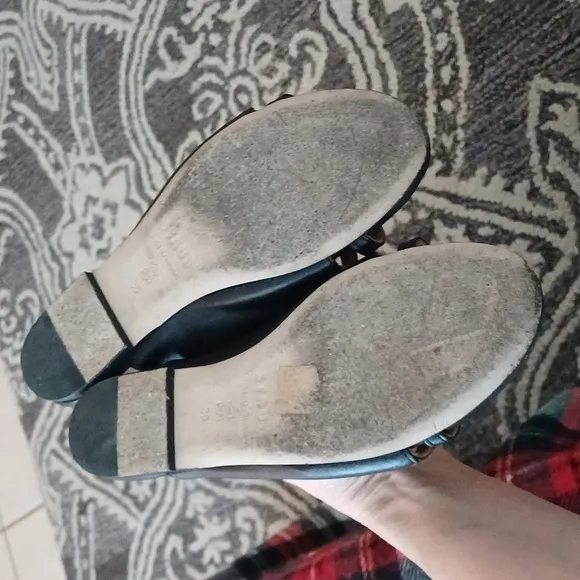 STAUD Emma black slip on leather sandals 36 6