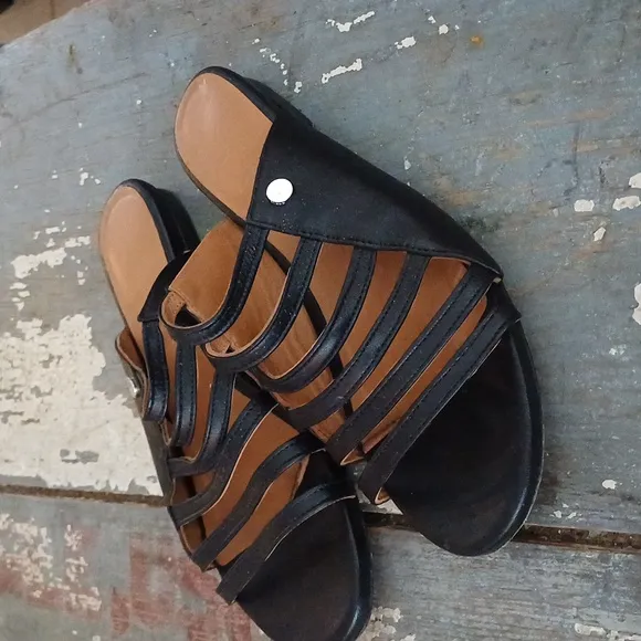 STAUD Emma black slip on leather sandals 36 6