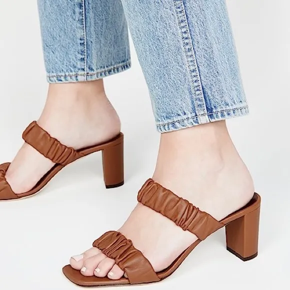 STAUD Leather Frankie Heeled Sandals