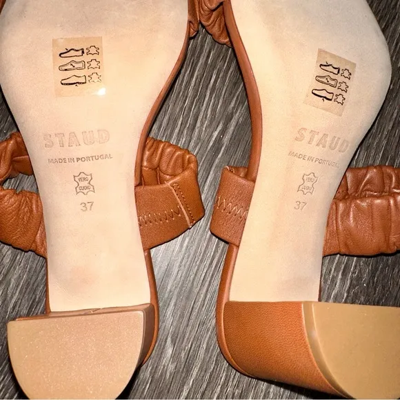 STAUD Leather Frankie Heeled Sandals