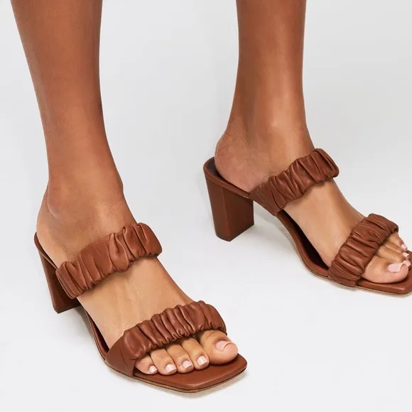 STAUD Leather Frankie Heeled Sandals