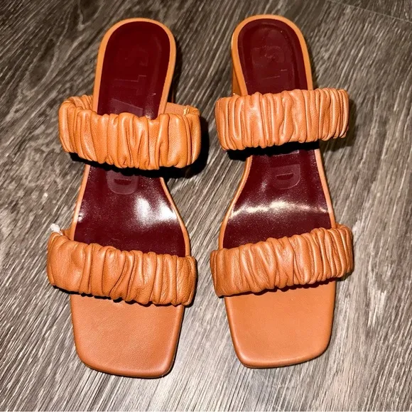 STAUD Leather Frankie Heeled Sandals