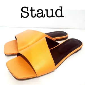 Staud Nevil Peach Leather Sandals Size 41