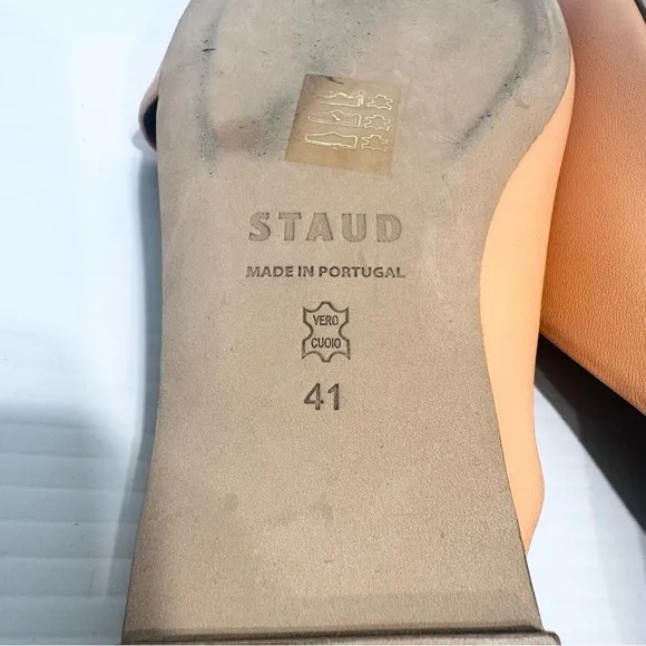 Staud Nevil Peach Leather Sandals Size 41