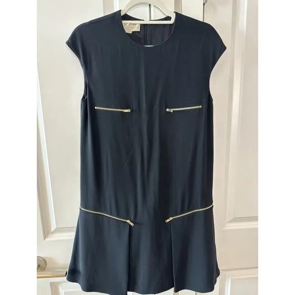 STELLA MCCARTNEY $1,995 Gisella Crepe Mini Zipper Shift Dress Black |  4-6