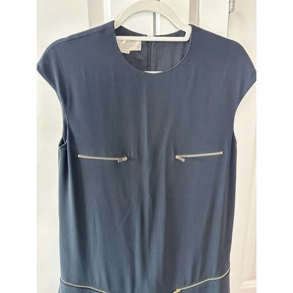 STELLA MCCARTNEY $1,995 Gisella Crepe Mini Zipper Shift Dress Black |  4-6