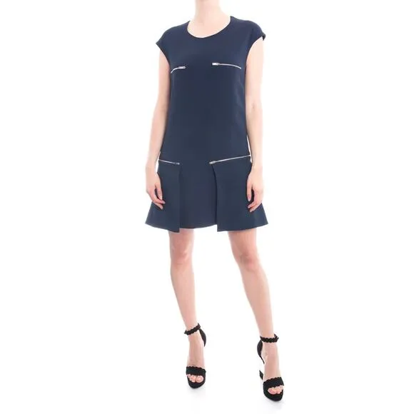 STELLA MCCARTNEY $1,995 Gisella Crepe Mini Zipper Shift Dress Black |  4-6