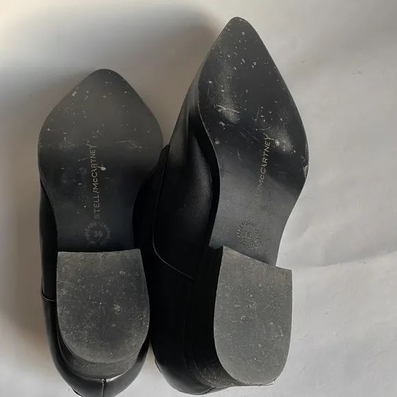 Stella McCartney Black Frankie Vegan Leather Pointy Toe Loafer Shoes size 36 EU
