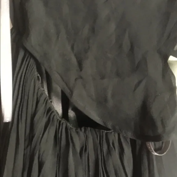 Stella&amp; Jamie black pleated skirt silk tie dress