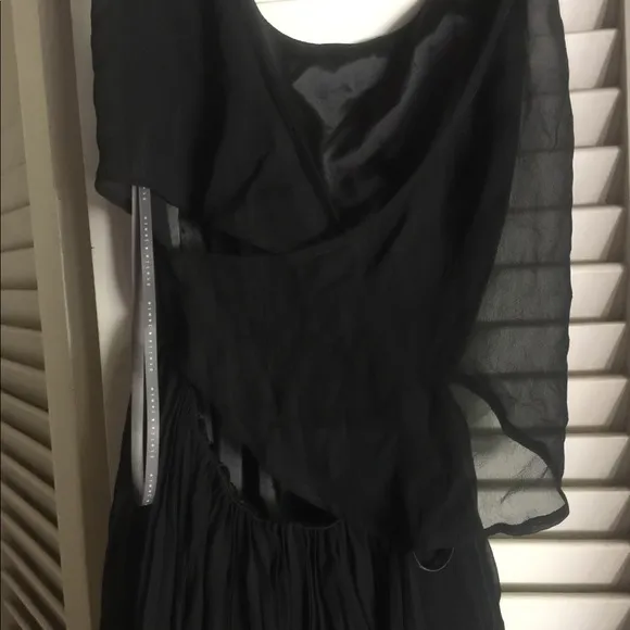 Stella&amp; Jamie black pleated skirt silk tie dress
