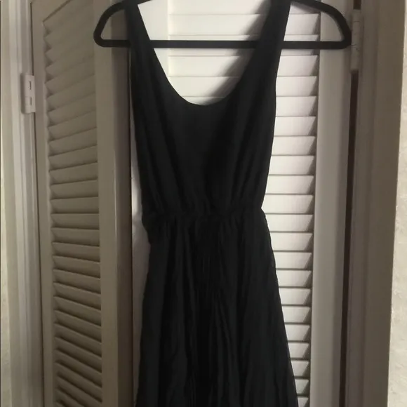 Stella&amp; Jamie black pleated skirt silk tie dress