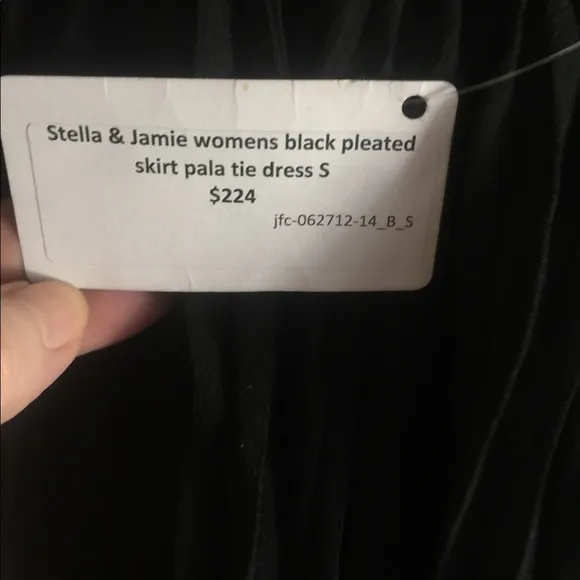 Stella&amp; Jamie black pleated skirt silk tie dress