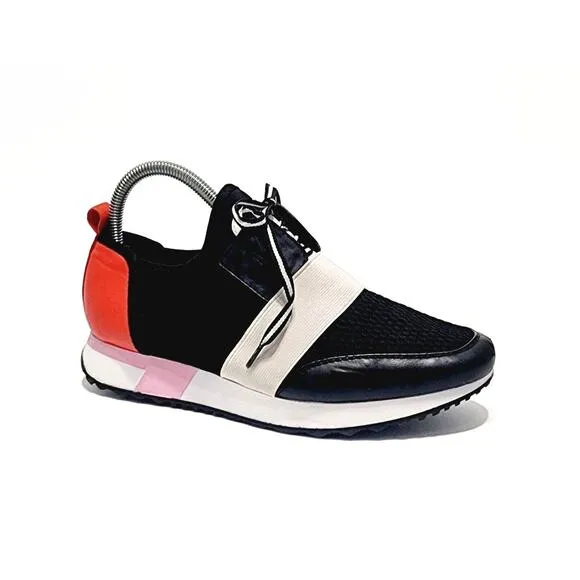Steve Madden Antics Womens Black &amp; Orange Low Top Lace Up Sneaker Size 9 Shoes