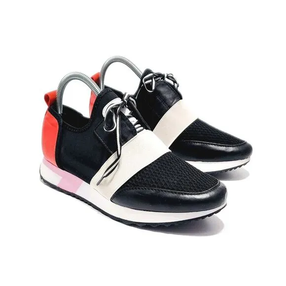 Steve Madden Antics Womens Black &amp; Orange Low Top Lace Up Sneaker Size 9 Shoes