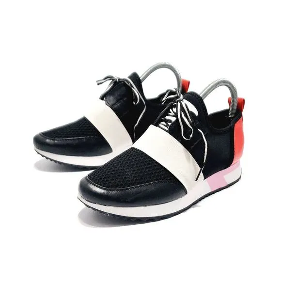 Steve Madden Antics Womens Black &amp; Orange Low Top Lace Up Sneaker Size 9 Shoes
