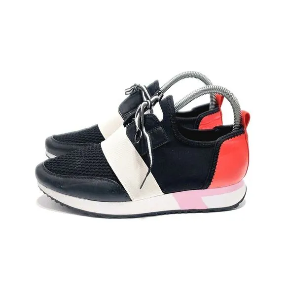 Steve Madden Antics Womens Black &amp; Orange Low Top Lace Up Sneaker Size 9 Shoes
