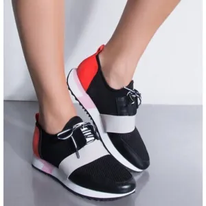 Steve Madden Antics Womens Black &amp; Orange Low Top Lace Up Sneaker Size 9 Shoes