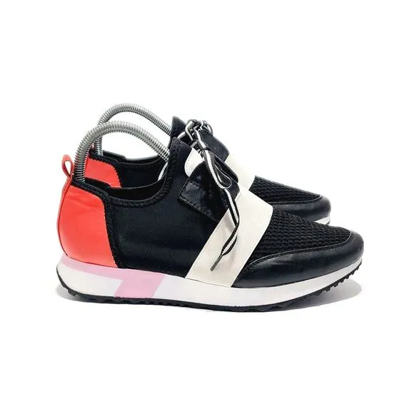 Steve Madden Antics Womens Black &amp; Orange Low Top Lace Up Sneaker Size 9 Shoes